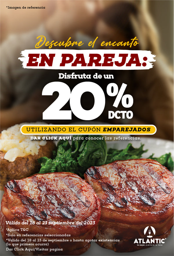 T&C cupón EMPAREJADOS 20% Off del 18 al 23 de septiembre de 2023