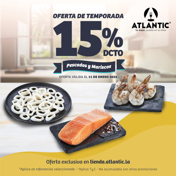 T&C 15% de descuento en pescados y mariscos