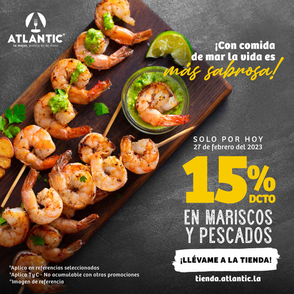 T&C 15% de descuento en pescados y mariscos