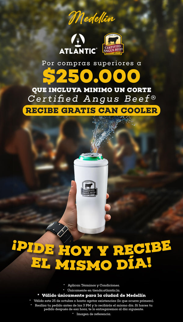 T&C Actividad del 25 de Octubre  de 2024 Por compras que superen los 250.000 e incluyas almenos un Producto de la marca  Certified Angus Beef® recibe completamente GRATIS Cooler