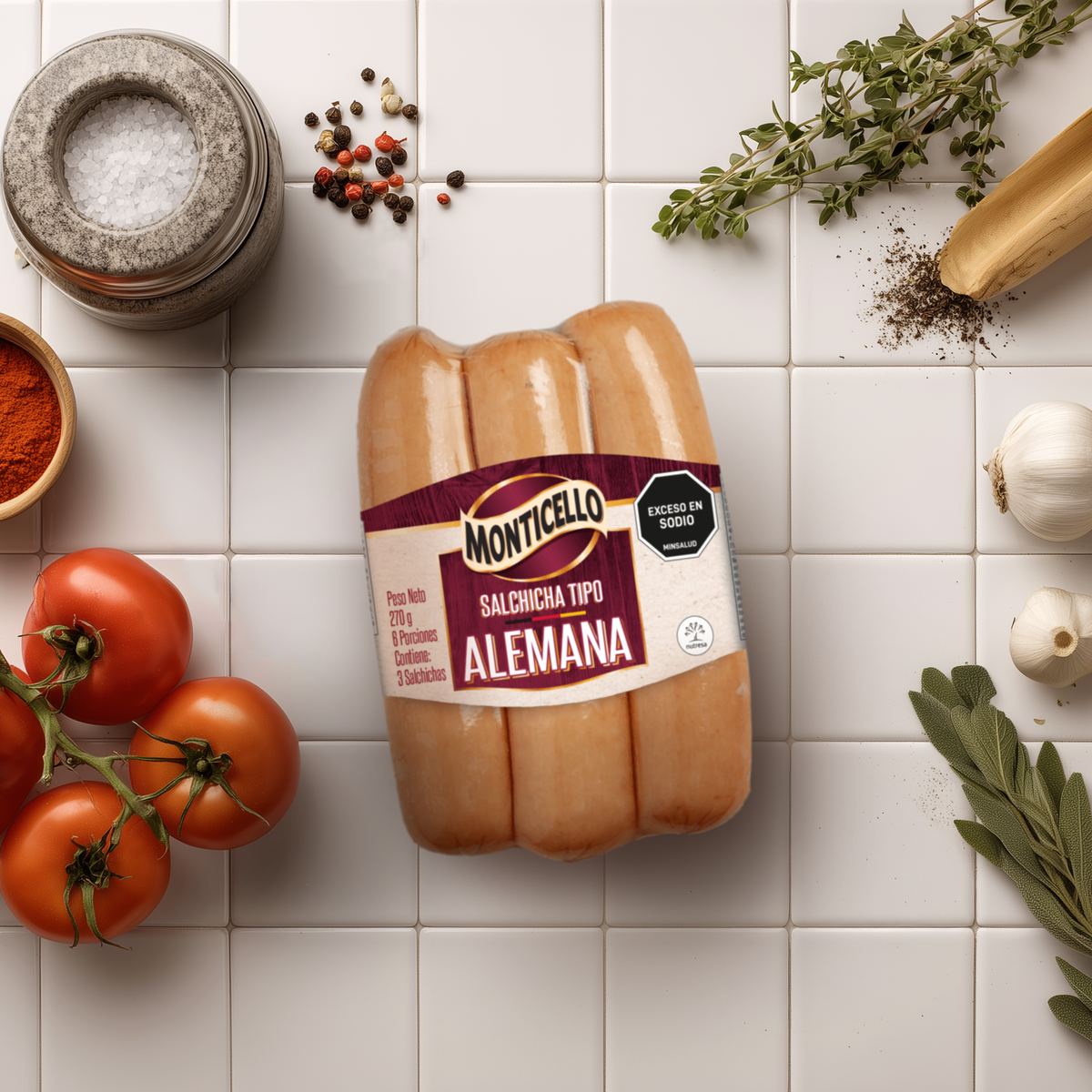 Salchicha Alemana Monticello 260g x 3 und