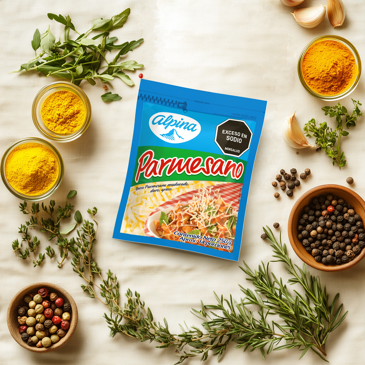 Queso Parmesano Rallado Alpina 500g